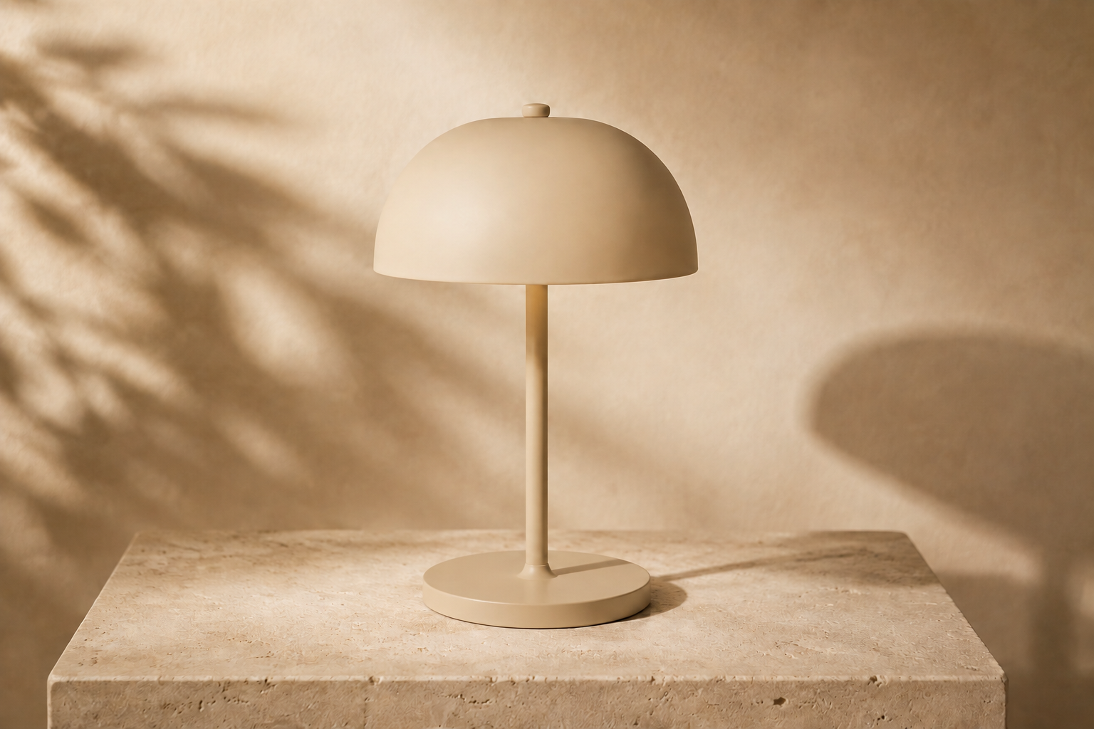 A sand-coloured Studio lamp in afternoon light